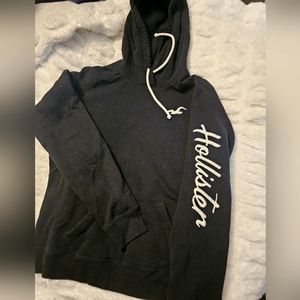 black and white embroidered hollister hoodie